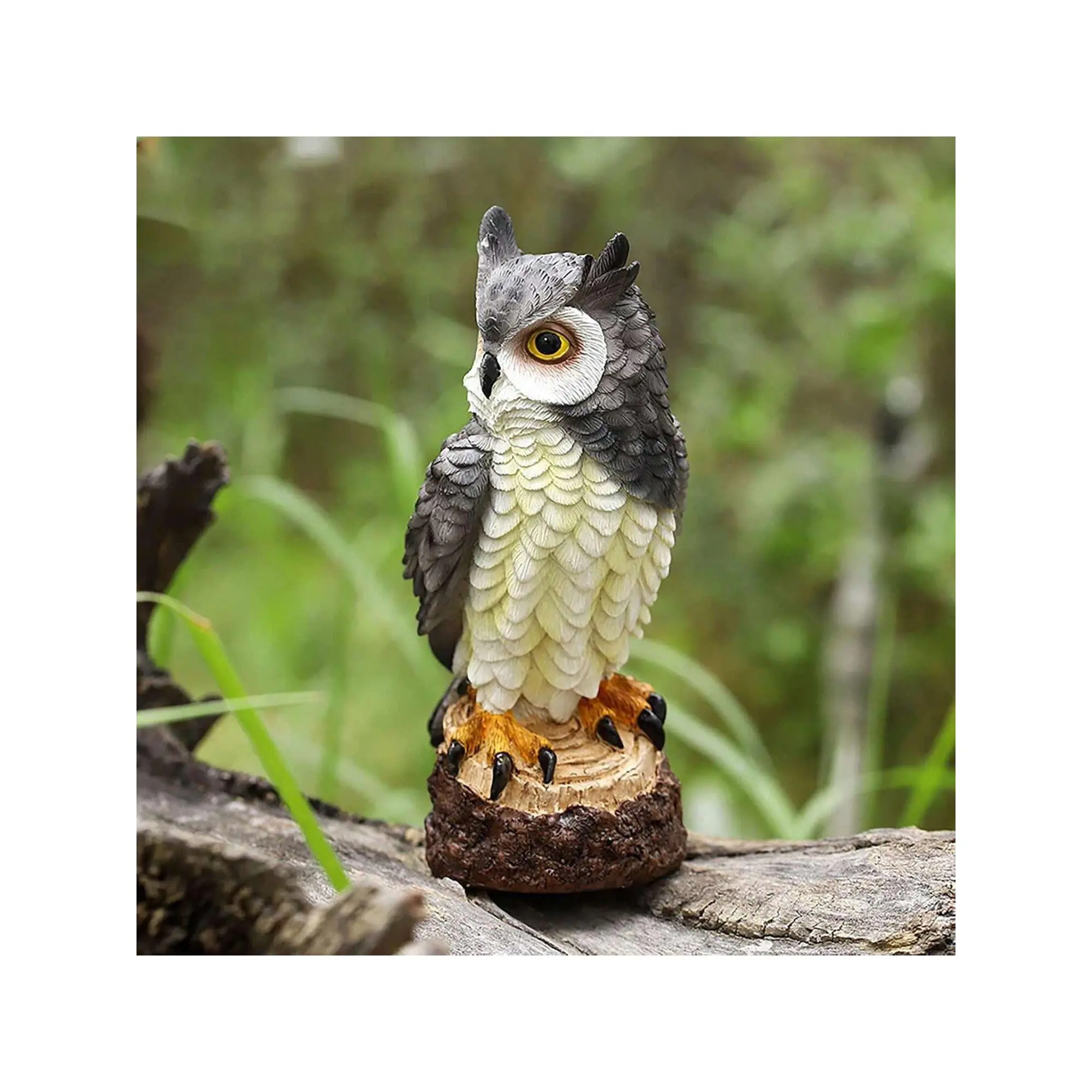 grey- Garden Ornaments Outdoor Owl Ornament,Garden & Home Decor,Resin Artificial Owl Garden Decor, Faux Outdoor Owl For Ornament, Yard,Indoor  Resin Garden Owl Statue - 7 Inches Lifelike Outdoor Decoration For Yard, Courtyard, Porch,