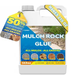 Strong Mulch Rock Glue, Makes 219oz Pea Gravel Binder for Landscaping, Fast Drying Lockdown Sticky Landscape Mulch Gravel Adhesive for Outdoor, Garden, Yard, Easy Hold Bark Binder Spray for Stone