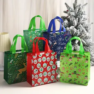 Christmas Gift Bags Set, Party Gift Packs, 10/20/30pcs Non-Woven Fabric, Santa Claus & Snowman Design, & Colors, Perfect Holiday Gifts