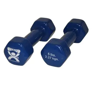 Fabrication Enterprises  5 lbs Vinyl-Coated Iron Dumbbell, Blue - Pair