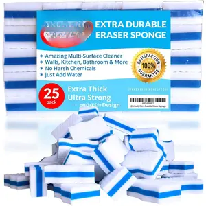 (25 Pack) Extra Durable Eraser Sponge - Extra Thick, Long Lasting Magic Melamine ing Sponges in Bulk -  Pads for Walls, Kitchen, Bathroom, Floor & Baseboard er