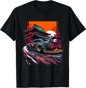 Casual Cotton shortsleeve tees Japanese Retro Car Racing Drifting Art JDM Legend Tuning T-Shirt