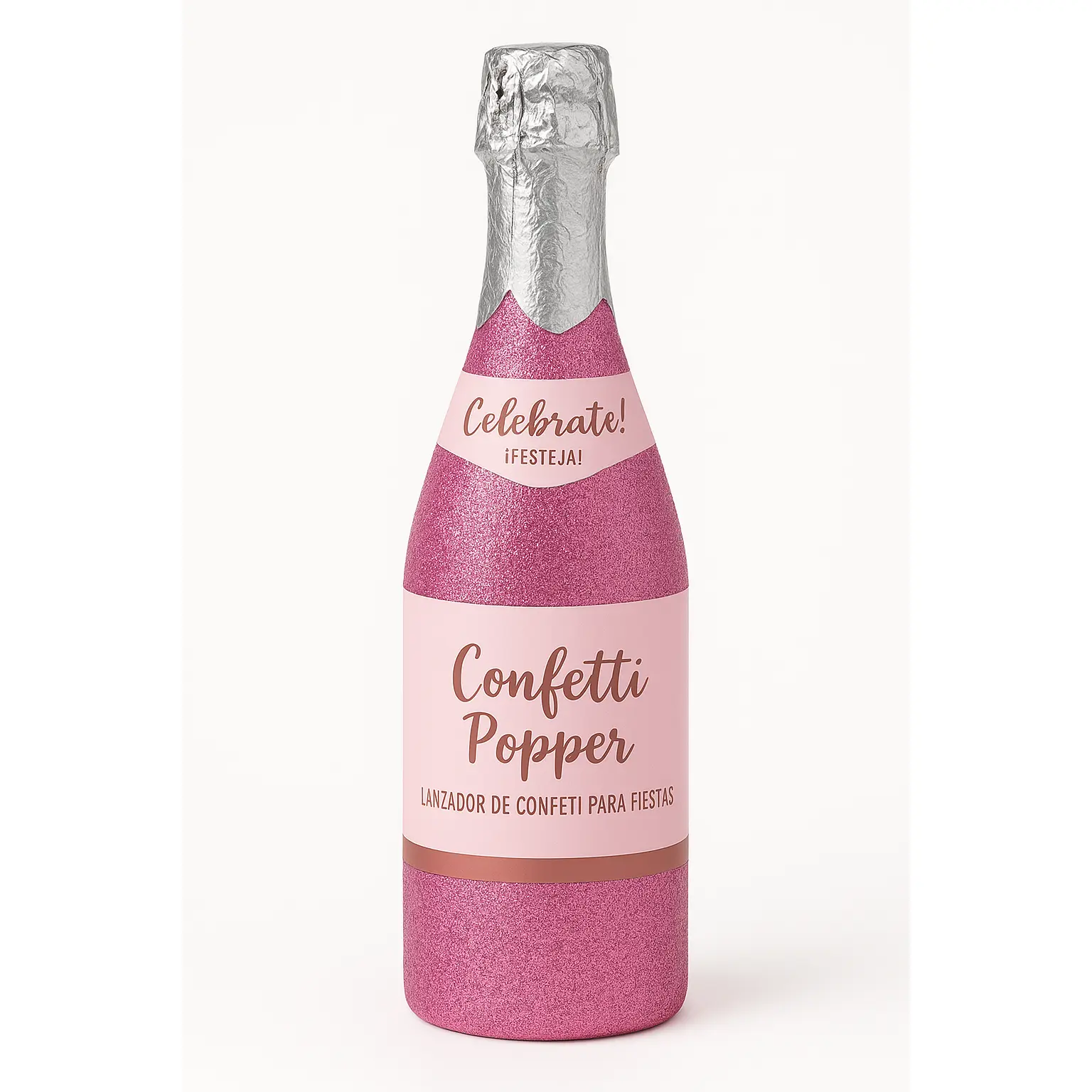 "Team Bride" Pink Glitter Champagne Bottle Confetti Popper