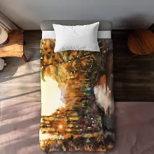 360 Stand C1DCTXLW38J09A Twin Extra Long Merced River Trees Hygge Duvet Cover Bedding Set - Decorative Bedding, Natural Design, Breathable Fabric for Restful Sleep