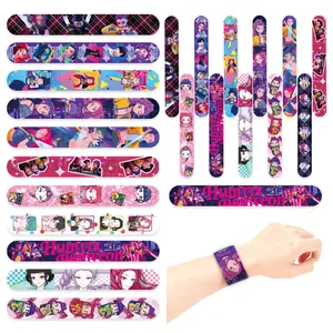 KPop  Slap Bracelets Party Favors 12PCS, Anime Cartoon Snap Wristbands for Kids Girls Boys, Birthday Party Supplies Goodie Bag Fillers, Cute Adjustable PVC Wristbands Gifts for School Classroom Prizes