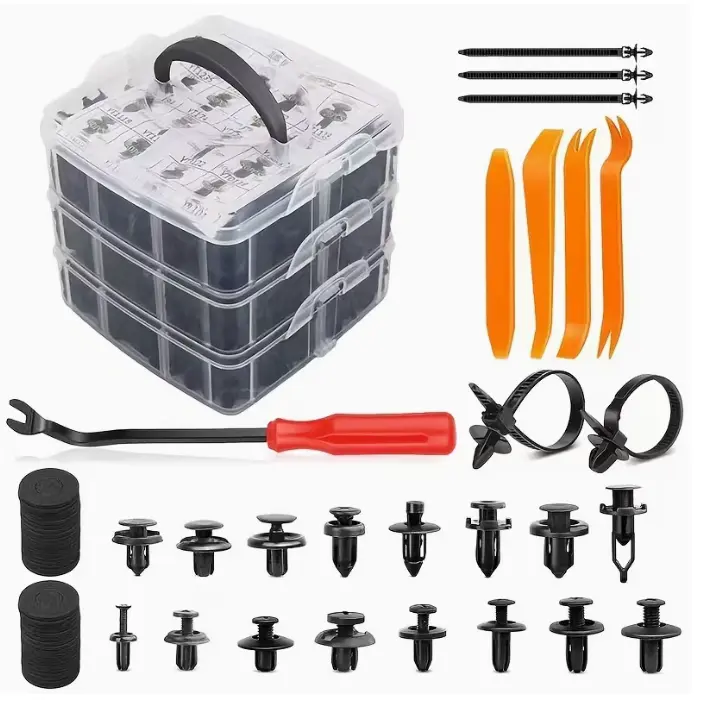 GOOACC 635Pcs Car Push Retainer Clips & Auto Fasteners Assortment -16 Most Popular Sizes Nylon Bumper Fender Rivets with 10 Cable Ties and Fasteners Remover for Toyota GM Ford Honda Acura Chrysler