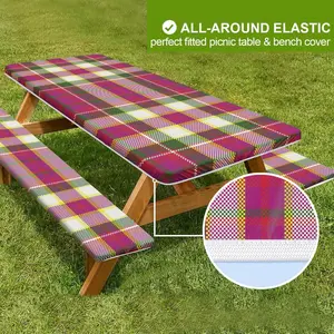 3pcs Vibrant Plaid Outdoor Tablecloth, Multiple Specifications Available, Rectangular Camping Picnic Table Cover for 4ft/6ft/8ft Tables, Durable Fabric, Perfect for Outdoor Gatherings, No Furniture Included