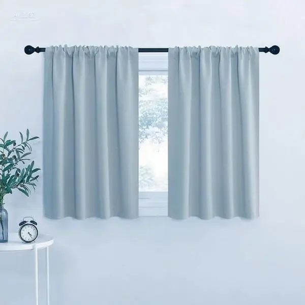 Heavy Duty Blackout Curtains, Thermal Insulated Rod Pocket Drapes for Small Windows, Light Blocking Window Treatment for Kitchen Apartment, Noise Reducing Room Darkening Panels, W42 x L30