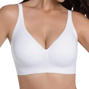 Jelly Bras for Women Seamless Deep V Bralette Wireless Bra Comfortable with Support and Lift no Underwire