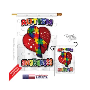 Breeze Decor 15085 Autism Awareness 2-Sided Vertical Impression House Flag - 28 x 40 in.