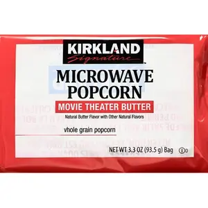 Kirkland Signature Microwave Popcorn 3.3 Ounce Bags - 8 Bags, Movie Theater Butter Flavored Gluten Free No Artificial Ingredients