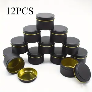 12 Pcs 4oz Candle Jar Round Metal Candle Jars Candle Making Accessories Fashion Accessories