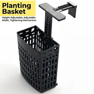Aquarium hydroponic basket, planting basket for fish tank landscaping. It has a pull rod for height adjustment and a hook for telescopic adjustment of tightness. It is a hanging plant basket suitable for various containers.