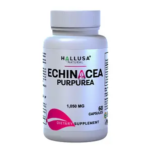 Hallusa Natural Echinacea Purpurea 1,050 mg - 60 Capsules - Organic Immune Support Supplement for Cold & Flu Defense - Gluten-Free, Sugar-Free, GMO-Free