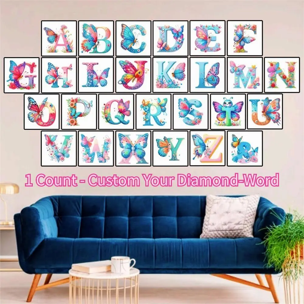 Alphabet Diamond art colorful Painting Picture without Frame, DIY Diamond Art Painting Kit, DIY Decorative Painting for Home Bedroom Living Room, Summ