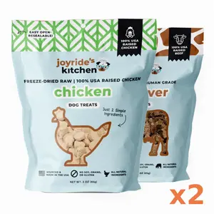 Treat Sampler 2 Pack - Freeze dried raw Chicken/Flax + Beef Liver treats