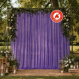 10ft x 10ft Chiffon Backdrop Curtain Panel – Purple Durable Flame Resistant Sheer Draping Fabric with Rod Pocket