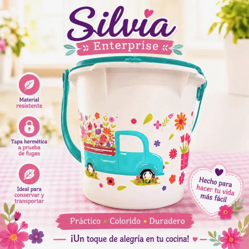 Cubera  Tupperware  de capacidad de 5L con sello hermético ideal para a traspasar y refrigerar