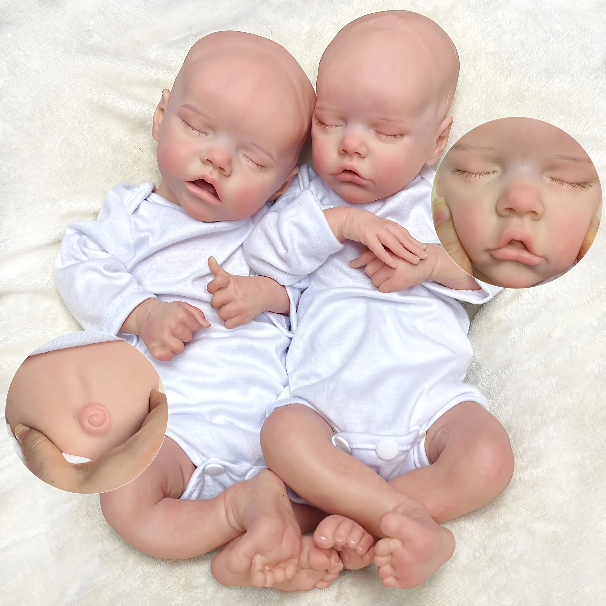 1PC Lifelike Newborn Reborn Realistic Baby Doll, 42-45cm Whole Body Solid Silicone Girl Doll with Open Mouth, Artist Oil-Painted Skin, Bathable, Soft Cuddly Gift for Family (Toys & Hobbies Specialty DIY Supply)