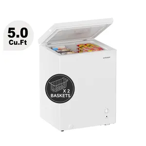BANGSON 5.0 Cu.ft Compact Chest Deep Freezer - Removable Basket, Adjustable Temperature Thermostat, Ideal for Apartment, Kitchen, Deep Freeze