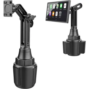 Cup Holder  Mount for Portable  Screens, Adjustable Height, Flexible Long Arm, Alternative Cupholder Mounting Solution for in- Android Display Monitors (Bracket Adapter Included)