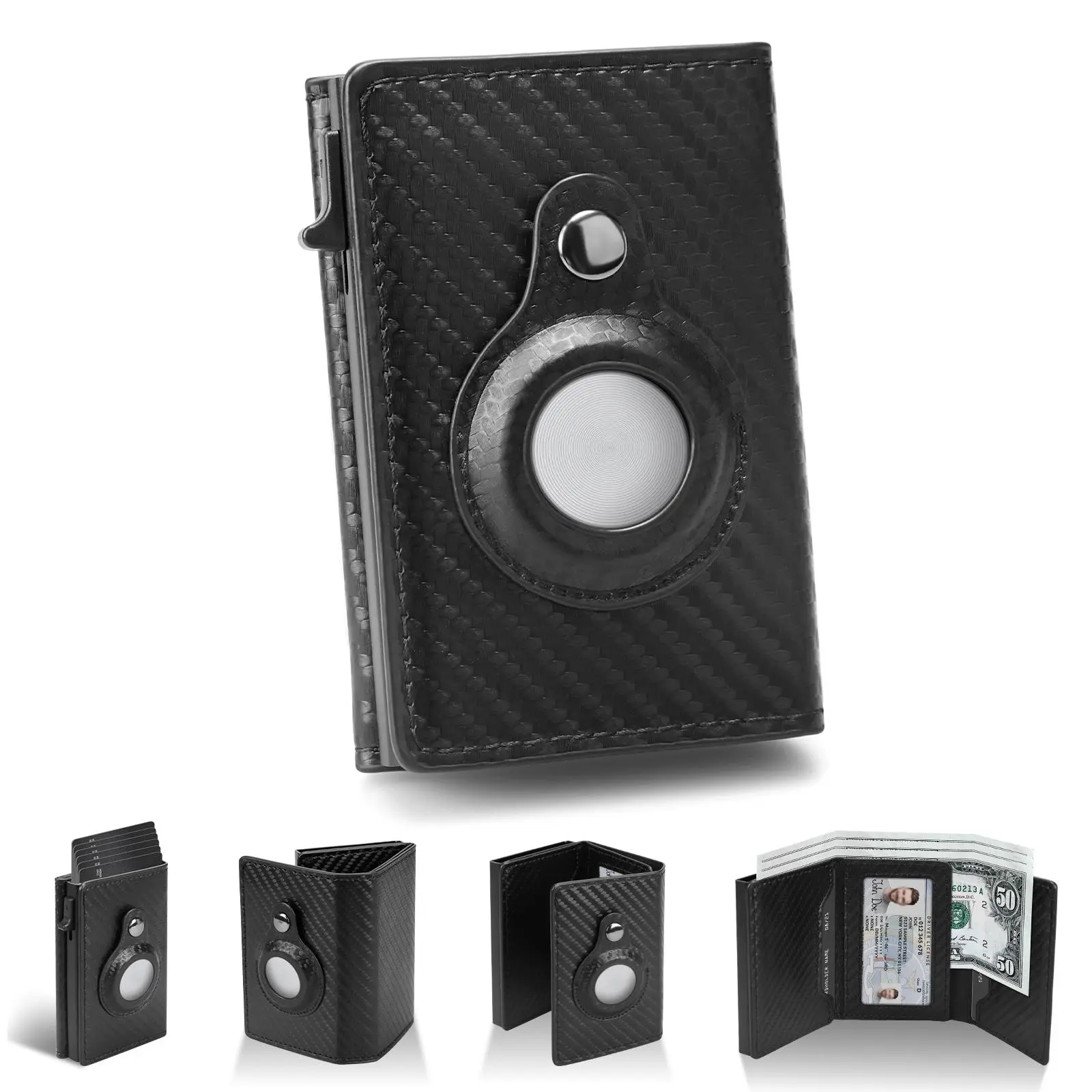2025 New Smart Wallet for Men, Pop up Card Case, Mens Wallet Card Holder for Air Tag, Slim , Minimalist, 9-14 Card Capacity | ID Window | Cash Slot tracking  wallet