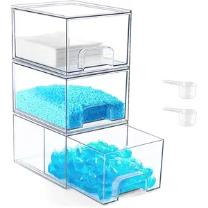 Laundry Pods Container and Laundry Detergent Powder Container Set, Dishwasher Pods Holder Set, Dryer Sheet Holder, Laundry Room Organization and Storage for Booster Beads, 3 PACK