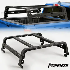 POFENZE-Mestan 18.11" High Adjustable 49.2"-70.8" Length Truck Bed Rack for Mid & Full Size Trucks NO Bed Rails Overlanding Bed Rack for Ram 1500 2500 3500, Toyota Tundra,GMC Sierra, Chevy Silverado Kit