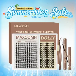 MaxComfi Eyelash Clusters Kit - Bunny Style, Comic Manga Anime Lashes, DOLLY/Mira Waterproof Lash, Super Soft Thin Band, Long-Lasting, Easy to Apply, Beginner-Friendly DIY for Zootopia Judy Hopps Daily Makeup Summervibes