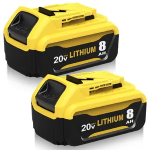 2Packs 8.0Ah Replacement for Dewalt 20v Max Battery Compatible with Lithium DCB206 Cordless Tools
