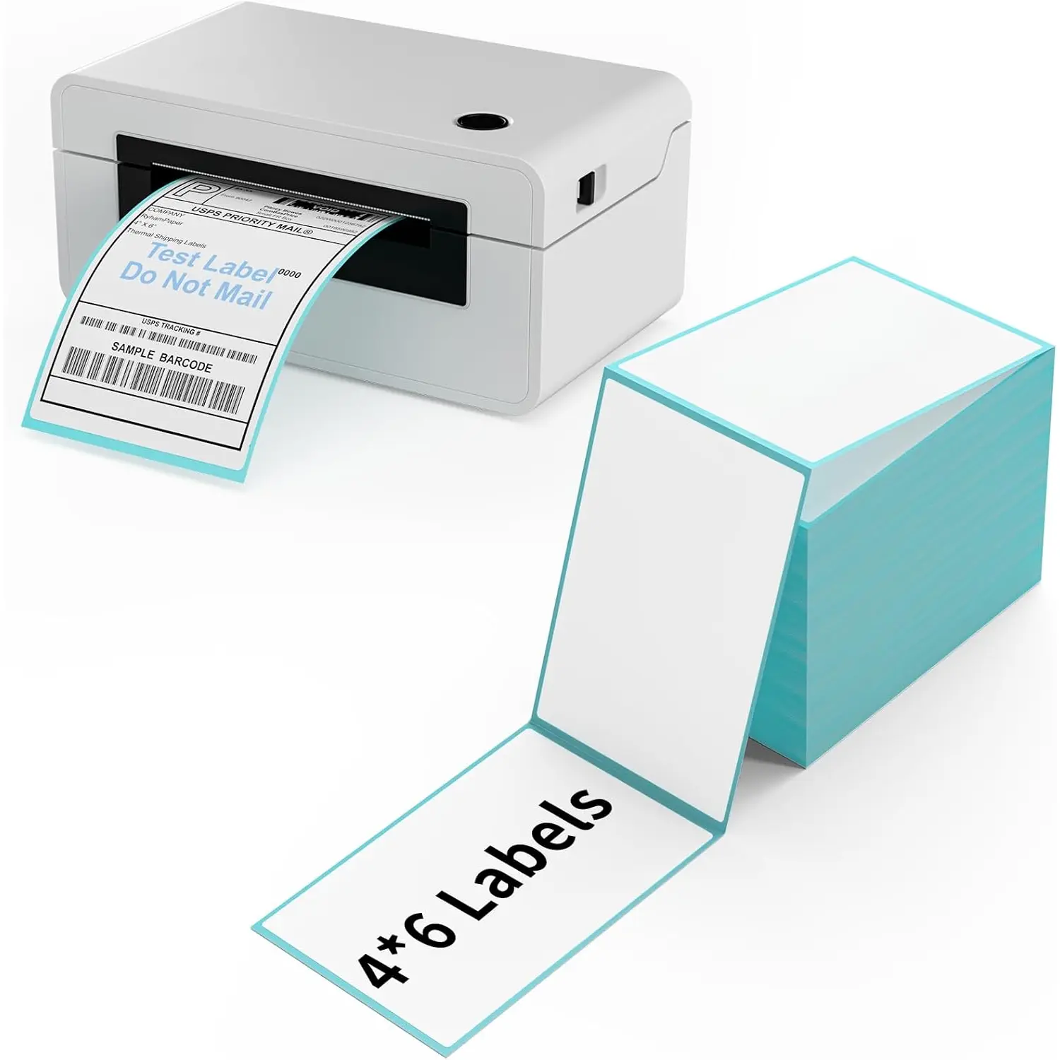 4x6 Thermal Labels,  500 Fanfold Direct Thermal Shipping Labels, Thermal Printer Label Compatible with Rollo Label Printer, MUNBYN, iDRPT, Polono, Zebra Thermal Label Printer, Blue