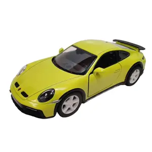 KINSMART 1:36 Scale Porsche 911 RALLYE Die-Cast Metal Model with Pull-Back Action and Openable Doors Light Yellow Color