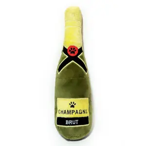 Squeaky Champagne Bottle Plush Dog Toy - Glow Pups