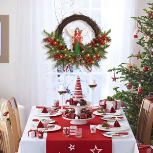 24" Battery Operated Christmas Wreath with 30 LEDs, Angel Berry Design Indoor Outdoor Decor