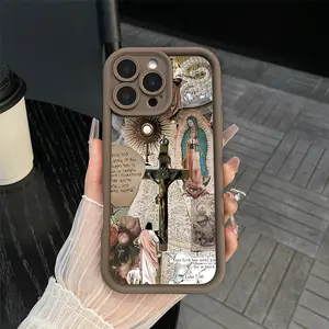 Premium Case for iPhone 17 Pro Max 16 15 Plus 14 13 12 11 XS XR Virgin Mary collage Rugged Pocket-Friendly Shockproof Silicone Protective Soft Case