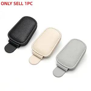 1Pc Car Sunglasses Holder, Premium PU Leather Sun Visor Organizer, Multi-Function Glasses Clip for Car SUV Truck, Interior Accessory