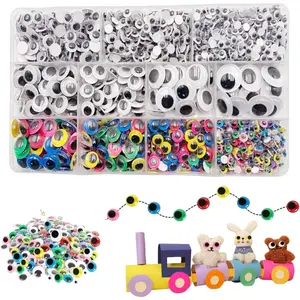 1500 count Multi Colors Wiggle Googly Eyes with Self-Adhesive ,Self Adhesive Googly Wiggle Eyes for DIY,5mm 6mm 8mm 10mm 12mm 15mm 18mm Craft Sticker Eyes