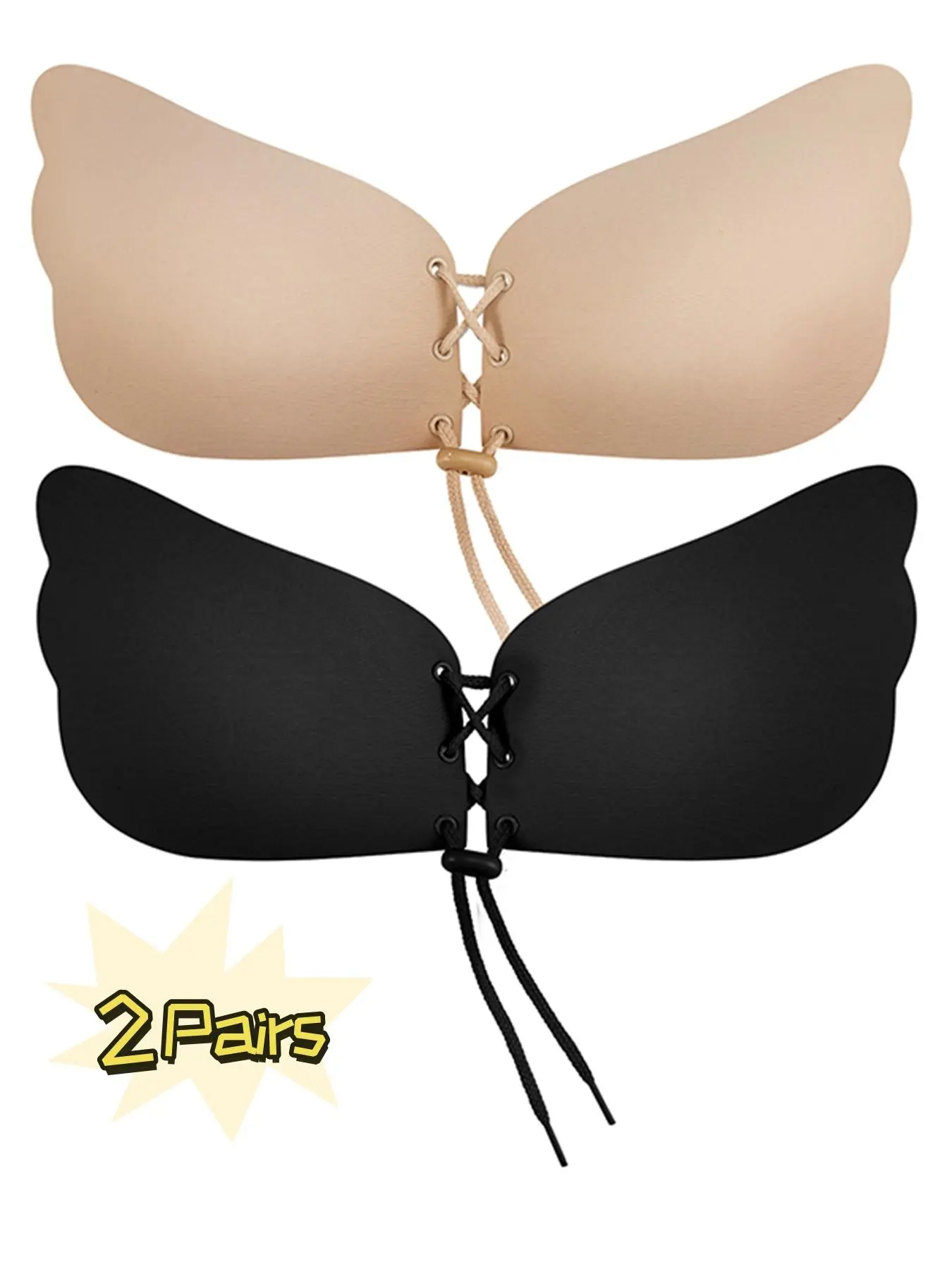 Women's Strapless Invisible Bra, Silicone Drawstring Push-Up Adhesive Bra, Comfortable and Secure Fit, Perfect for Everyday Wear, Bra Pack