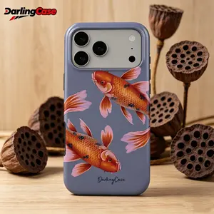 DarlingCase Customizable Dusty Blue Koi Fish Phone Case - Tough, Anti-Scratch Hard Shell Cover, Compatible with Most Smartphones, Customize
