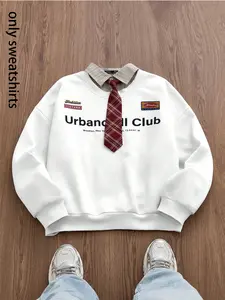 Casual and versatile letter graphic pattern men's pullover Crewneck, fashionable graphic design suitable for trendy men, comfortable and casual wear suitable for daily fashion casual fashion