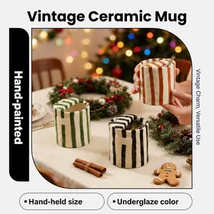 Vintage Ceramic Mug Hand-painted European Style Hand-held Size Underglaze Color for Coffee Milk Tea Breakfast Versatile Drinkware Gift vasopara  cafe🥰