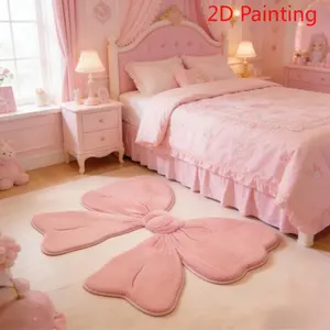Valentine's Day bedside bay window floor mat pink bow bedroom decoration dressing table plush carpet fluffy soft living room sofa carpet home lounge cloakroom carpet washable bathroom kitchen laundry room floor mat entry entrance anti-slip floor mat