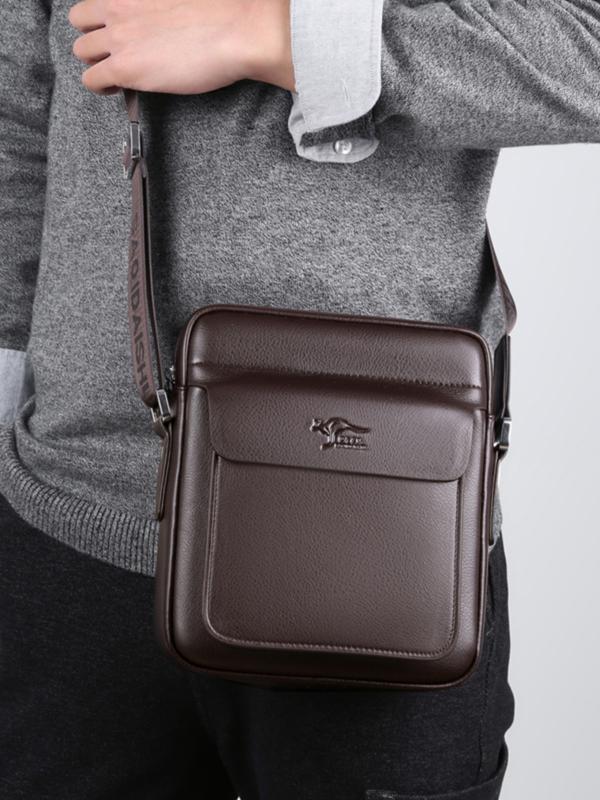 Men's Square Crossbody Bag, PU Leather Shoulder Bag, Stylish Casual Chest Messenger Bag, Durable and Versatile Accessory for Daily Use, Belt Shoulder Bags