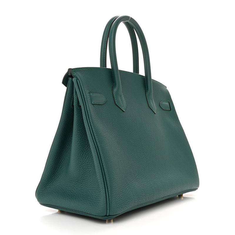 Pre-owned HERMÈS Leather Travel Bags Togo Birkin 30 Malachite