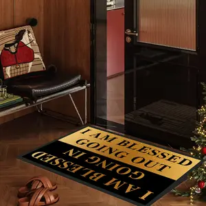 Letter-pattern doormat, absorbent entry mat, decorative rug for living rooms or bedrooms, diatomaceous earth material home decor rug.