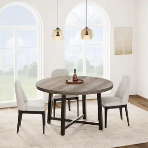 Garvee Industrial Dining Table for 4 to 6, 47" Round Kitchen Table Round Dining Table Round Kitchen Circle
