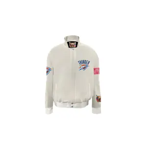 Oklahoma City Thunder Wool & Leather Varsity Jacket "White" NBA 004W OKC