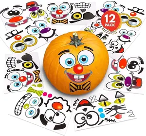 ArtCreativity Halloween Pumpkin Stickers for Decorating - 12 Sheets - Jack-o-Lantern - 26 Pumpkin Decorating Stickers - Cute Halloween Toddler Decor Idea - Pumpkin Party Favors - Halloween Favors