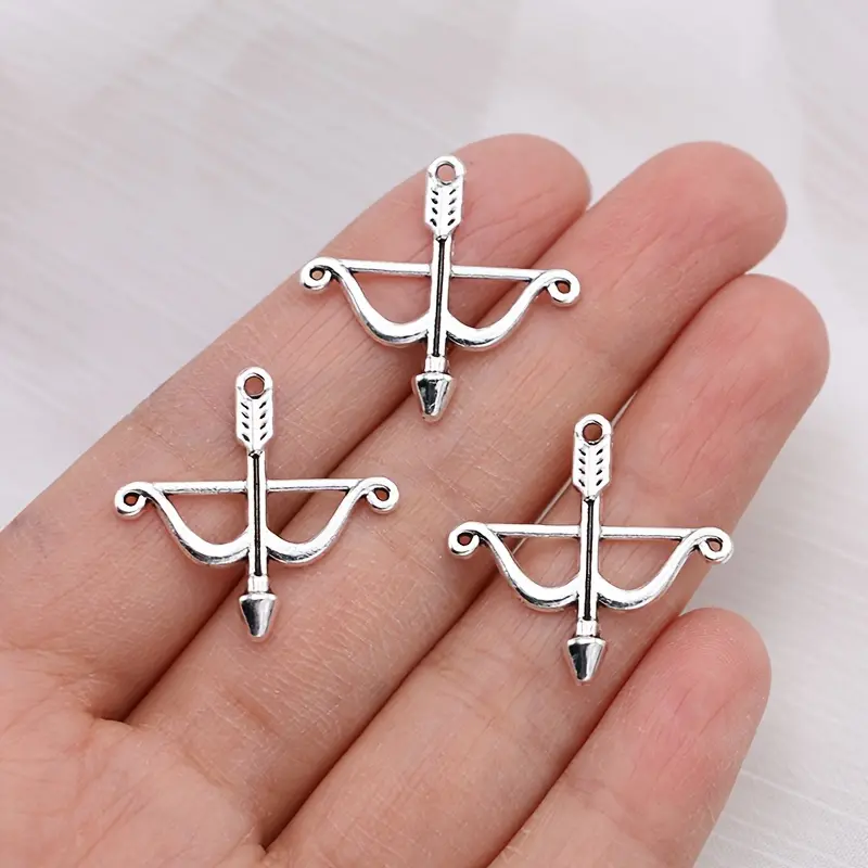 20pcs Silvery Bow and Arrow Charms Pendants, Zinc Alloy, for DIY Jewelry Making - Necklace, Bracelet, Earrings, Keychain Accessories