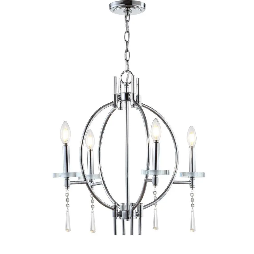 JONATHAN Y Laura 23" Crystal-Metal LED Chandelier, Indoor Decorative Light, Adjustable LED Ceiling Lighting for Home Improvement